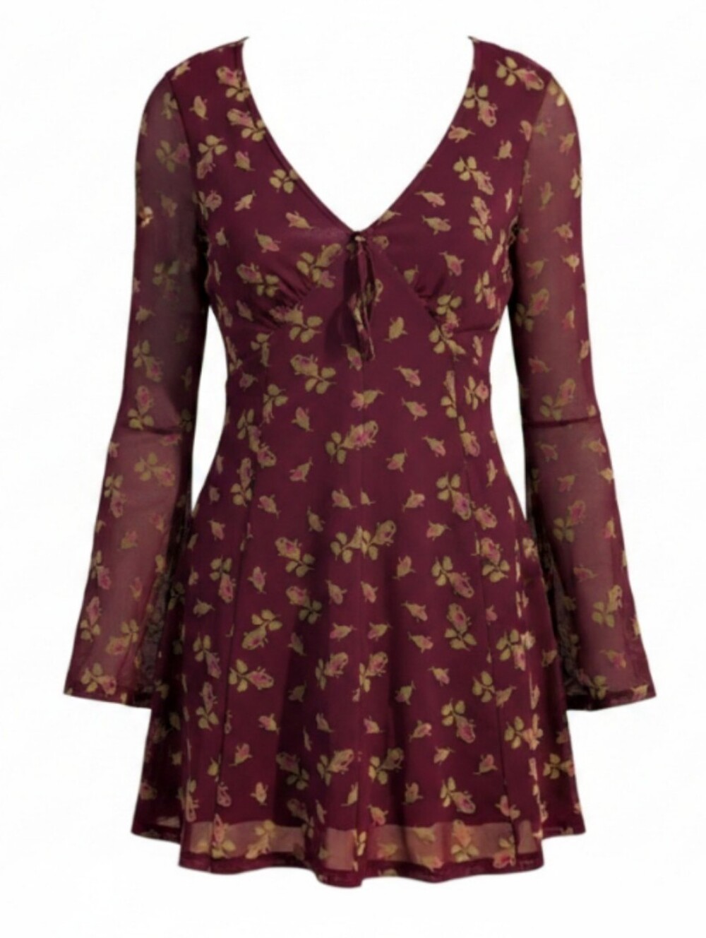 🥀 Betsey Johnson Purple Floral Babydoll Mesh Dress XS NWT Mini Dress